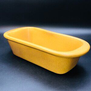 80s Bennington Potters Bread Loaf Pan Mustard Yellow Vintage Pottery Cookware